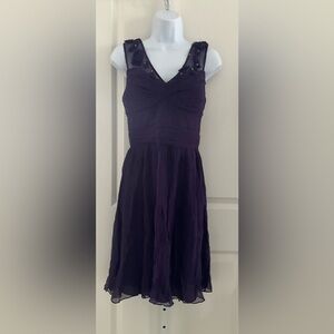 Taylor 100% Silk Pleated Jeweled Purple Cocktail Dress.
Size 2.